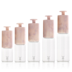 Glass Bottle with Plastic Nude Pink T-shaped Push-button Pipette Cap